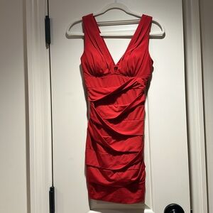 Emerald Sundae Red Deep-V Minidress
